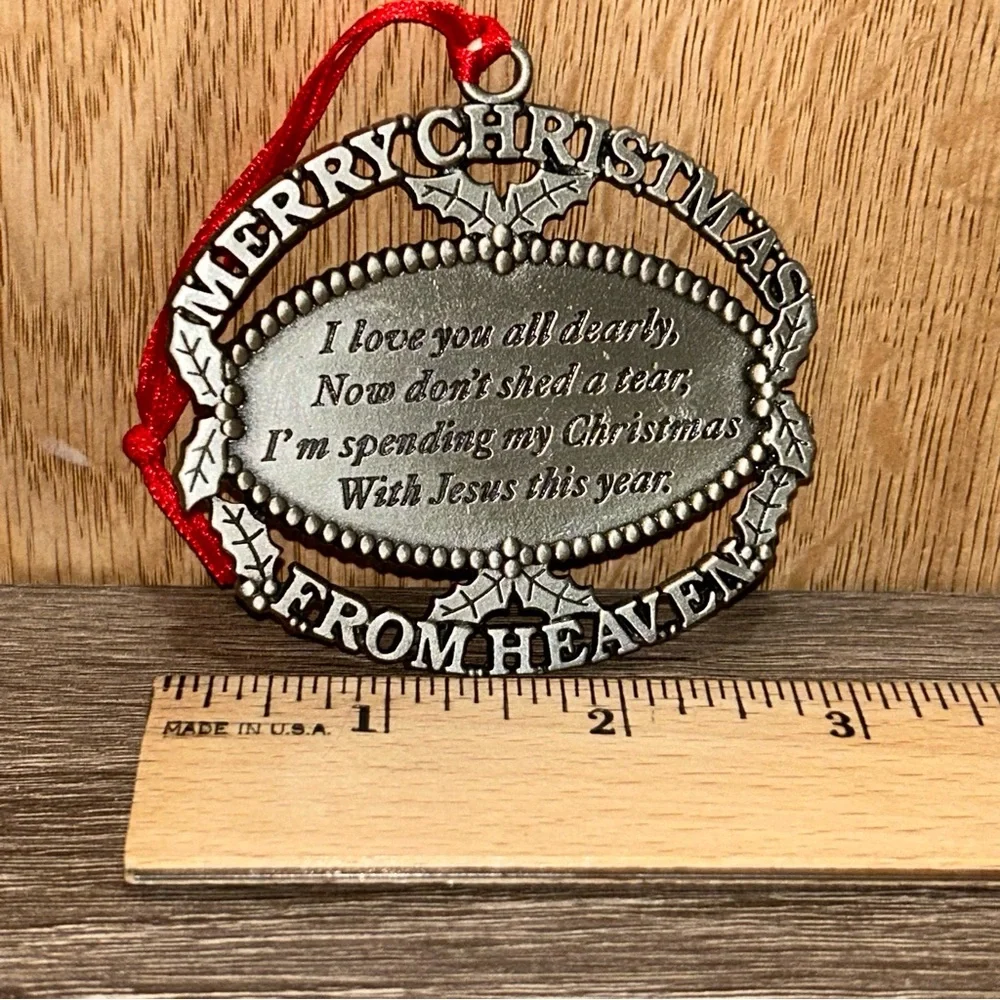 John W. Mooney Jr. MERRY CHRISTMAS FROM HEAVEN Pewter Ornament  Vintage 1990